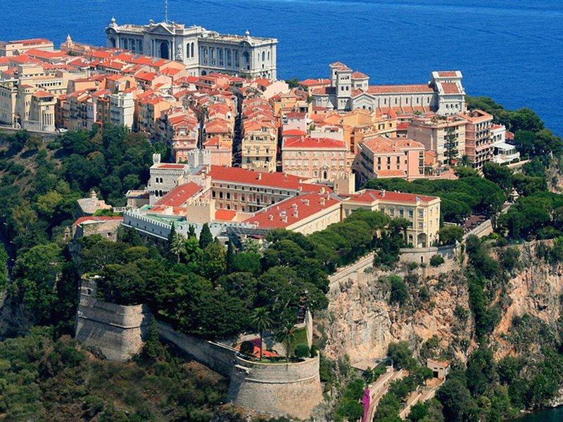 The Rock of Monaco, its old town and palace on the cliff above the sea